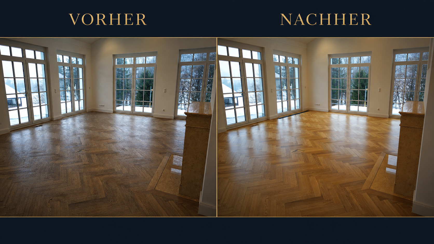 Parkett aufbereiten München Vorher Nachher Parkett Schiszler