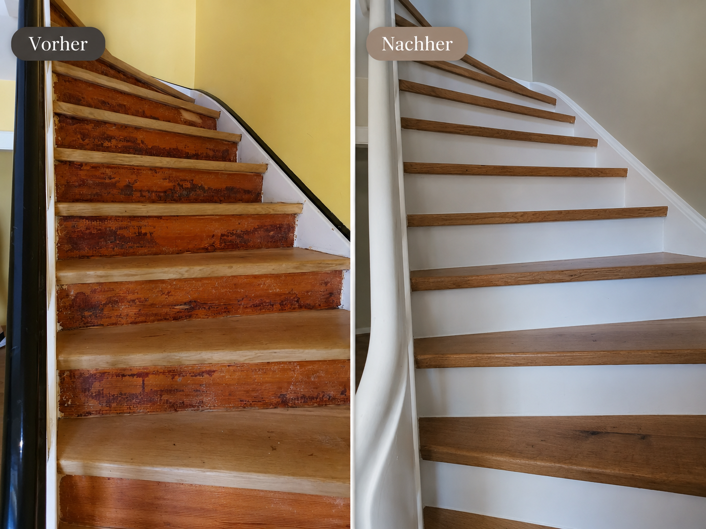 Treppe schleifen Vorher Nachher Parkett Schiszler München