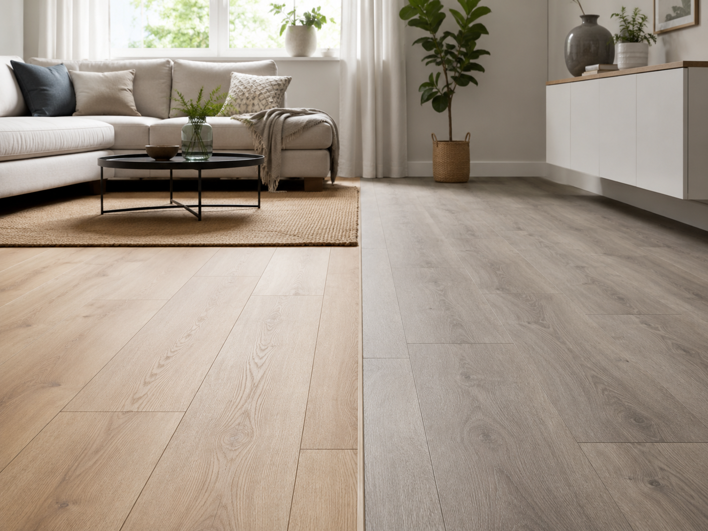 Moderner Wohnbereich mit Vinylboden in Holzoptik